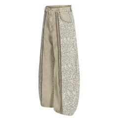CapCabin Leopard Panel Denim Pants