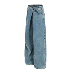 CapCabin Asymmetric Waist Wide-Leg Denim Pants