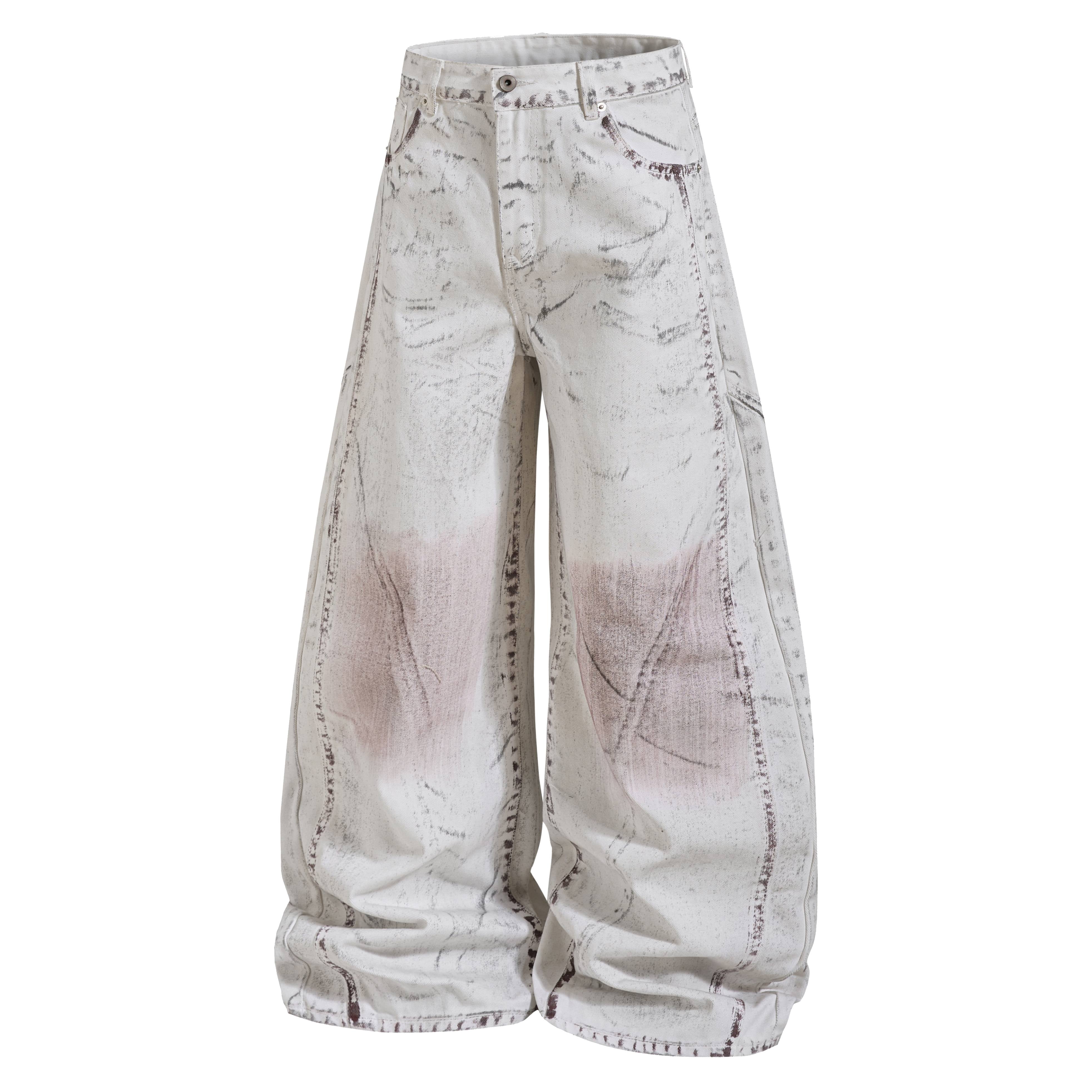 CapCabin Washed Panel Denim Pants