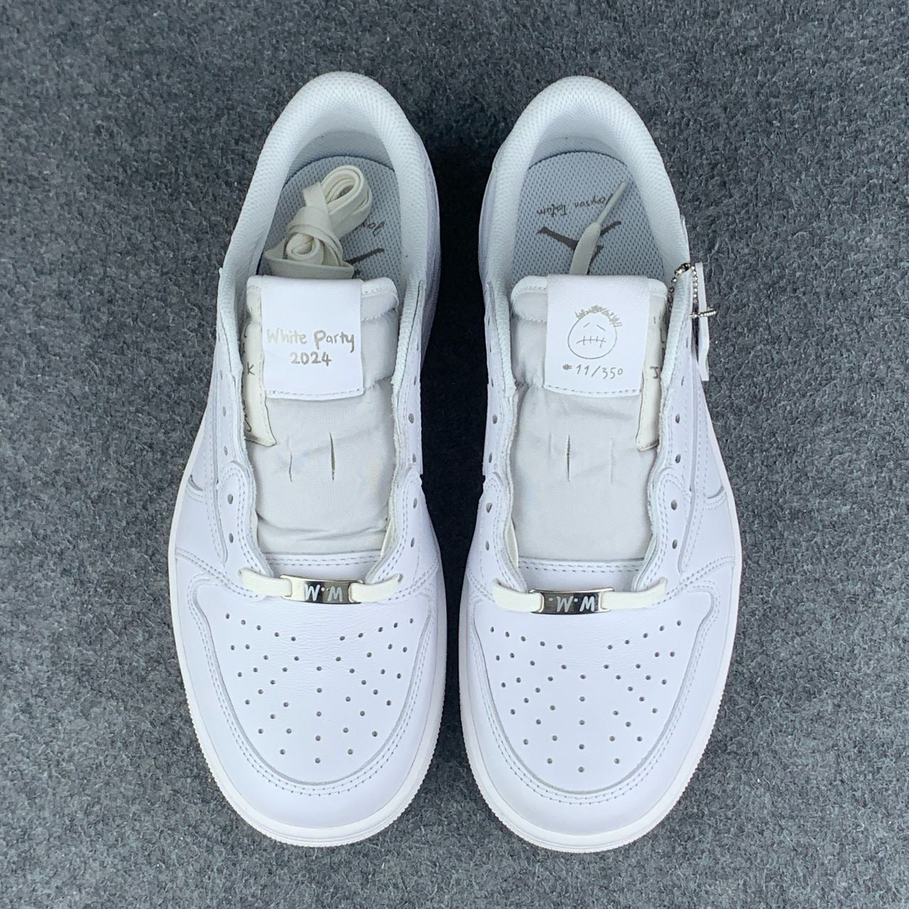 Custom Travis Scott x Air Jordan 1 Retro Low OG SP 'Michael Rubin White Party' Friends & Family