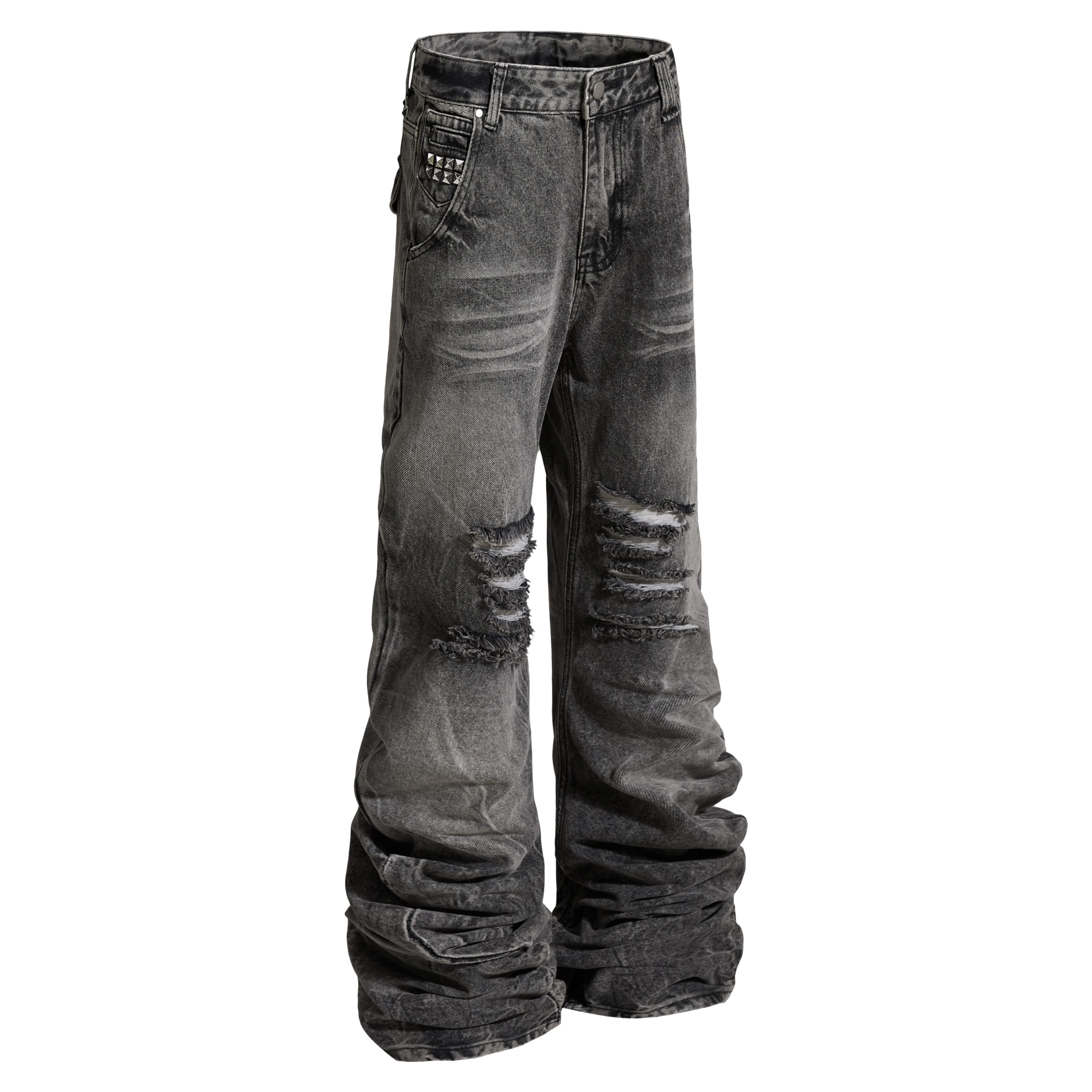 CapCabin Distressed Studded Denim Pants
