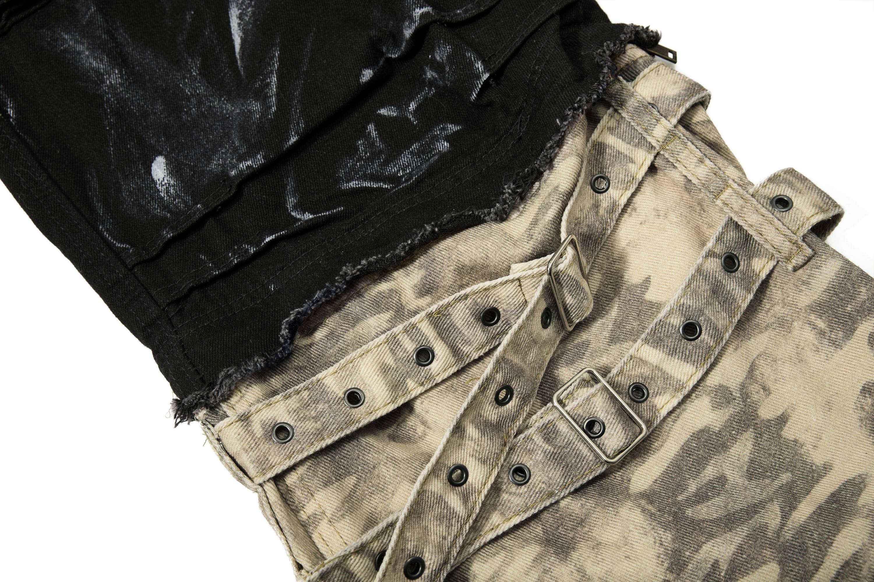 CapCabin Washed Utility Cargo Denim Pants
