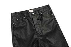 CapCabin Blade-Cut Zip Leather Pants