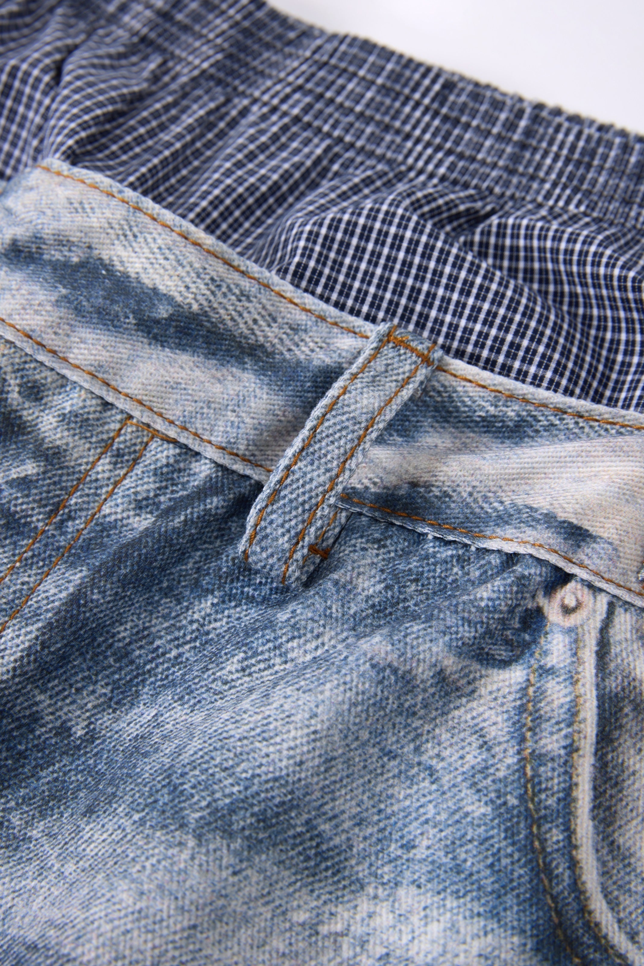 CapCabin Layered Waist Distressed Jeans