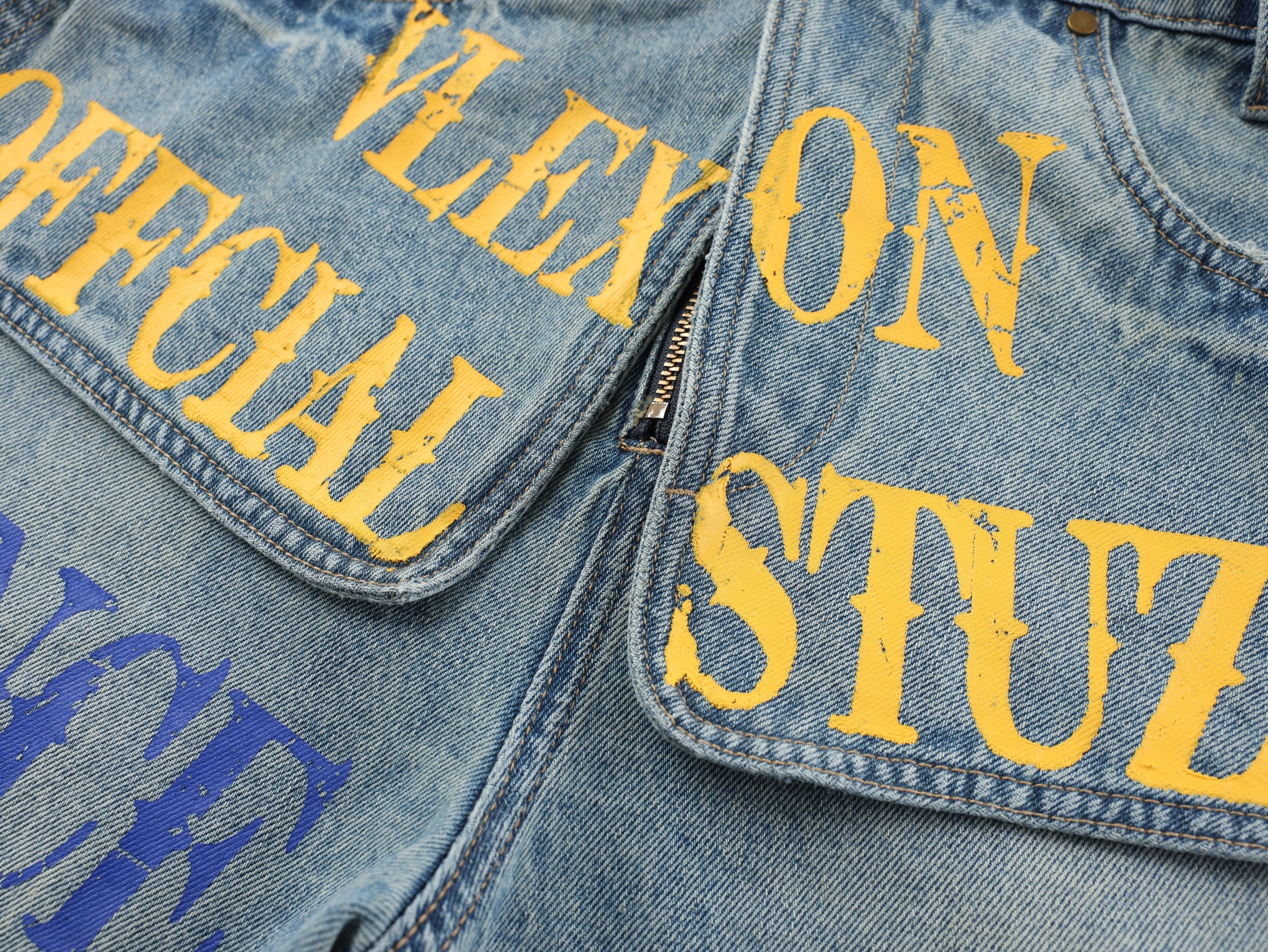 CapCabin Graphic Wide-Leg Denim Pants