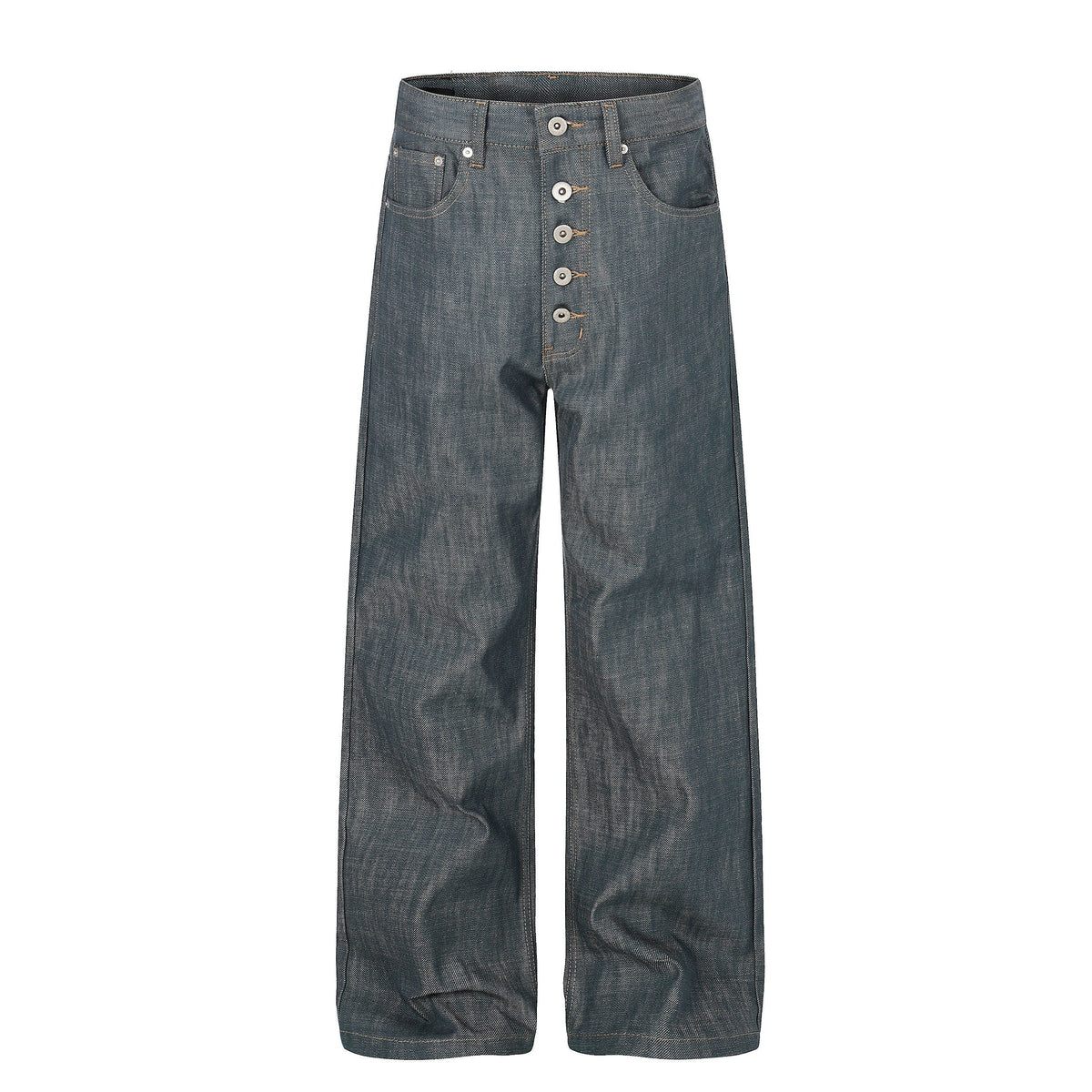 CapCabin “Washed Grey Button Denim Jeans”