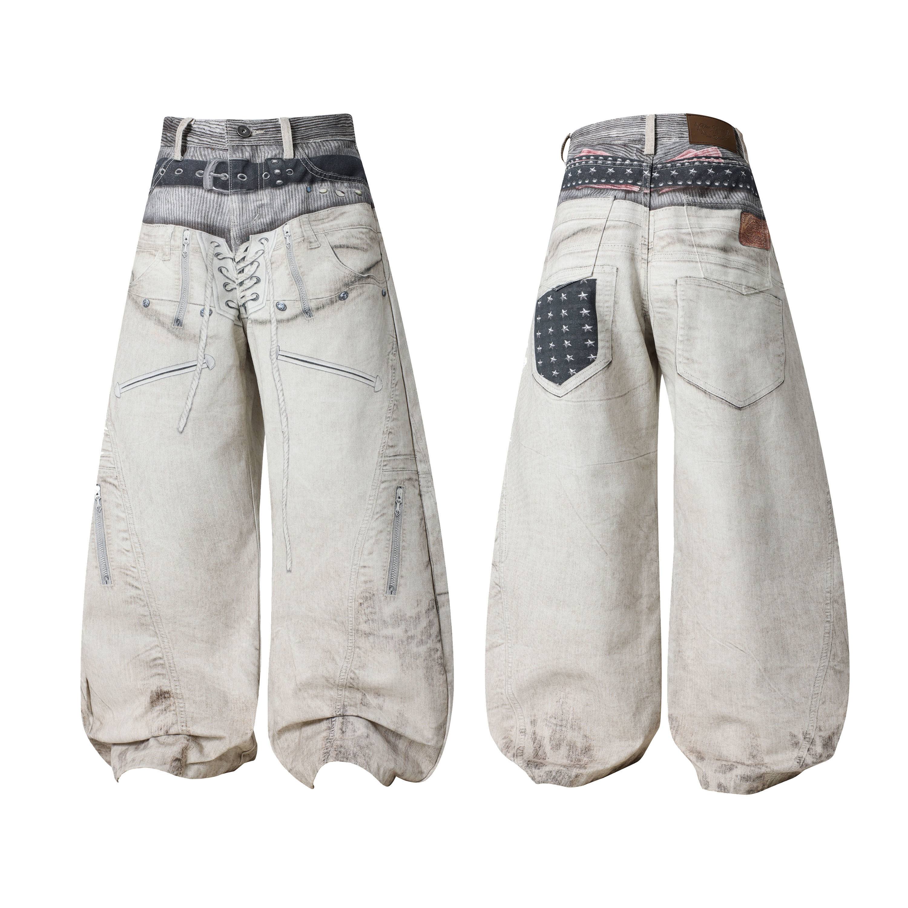 CapCabin “Layered Belt Utility Balloon Jeans”