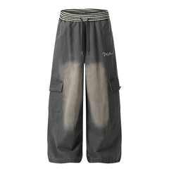 CapCabin Washed Cargo Wide-Leg Pants