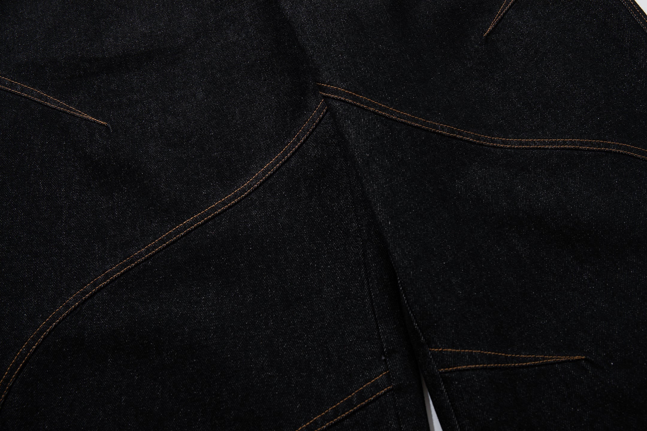CapCabin Curved Panel Wide Leg Denim Pants