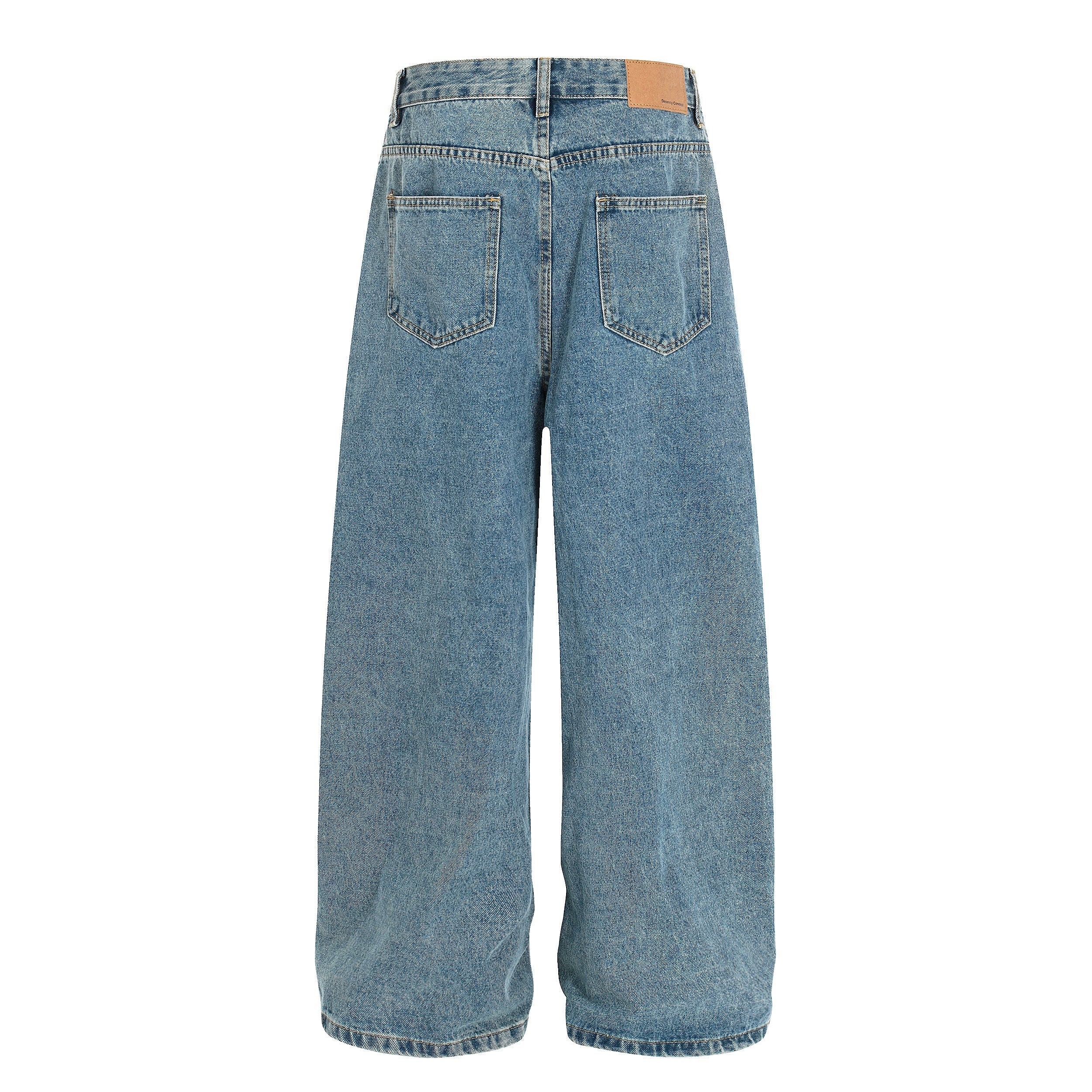 CapCabin Asymmetric Waist Wide-Leg Denim Pants