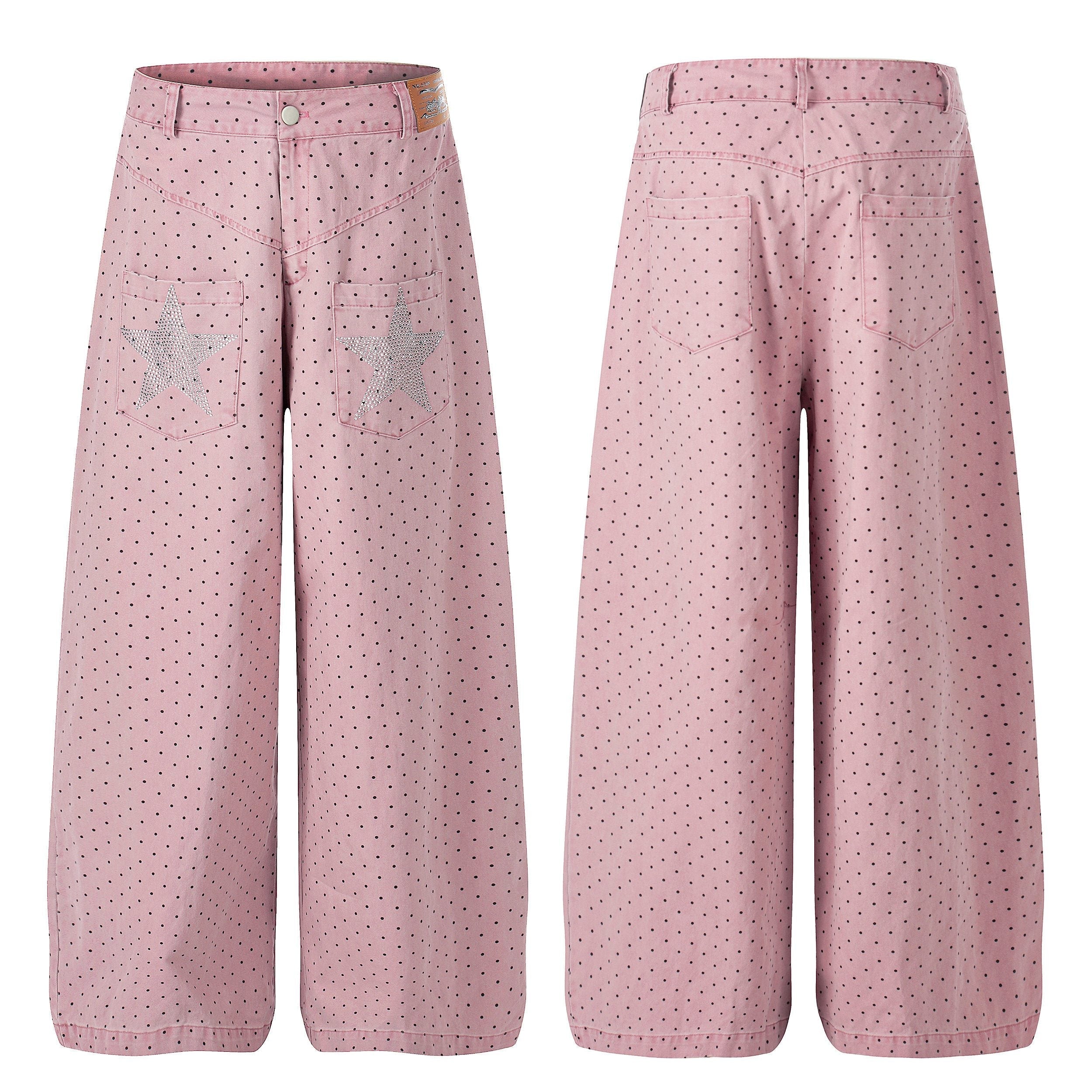 CapCabin “Polka Star Wide-Leg Pants”