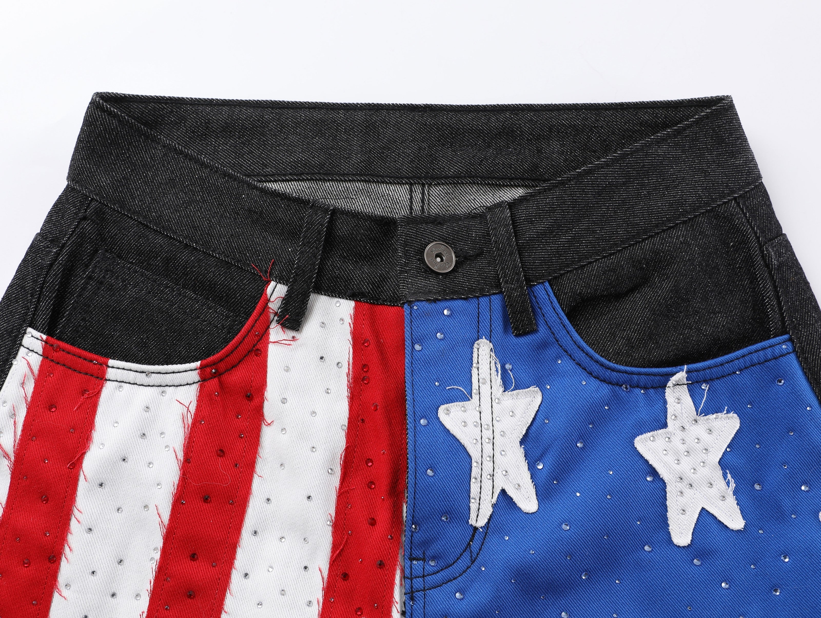 CapCabin Star-Graphic Wide-Leg Denim Pants