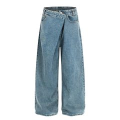 CapCabin Asymmetric Waist Wide-Leg Denim Pants