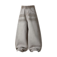 CapCabin Washed Balloon Fit Denim Pants