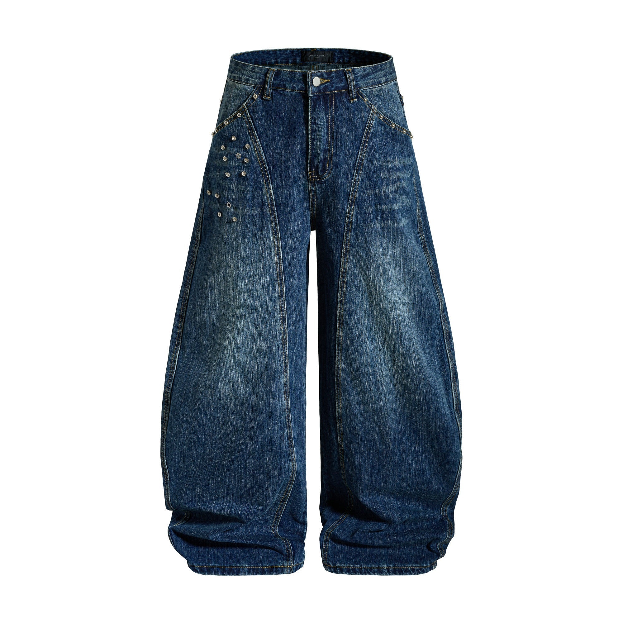 CapCabin “Studded Panel Denim Jeans”