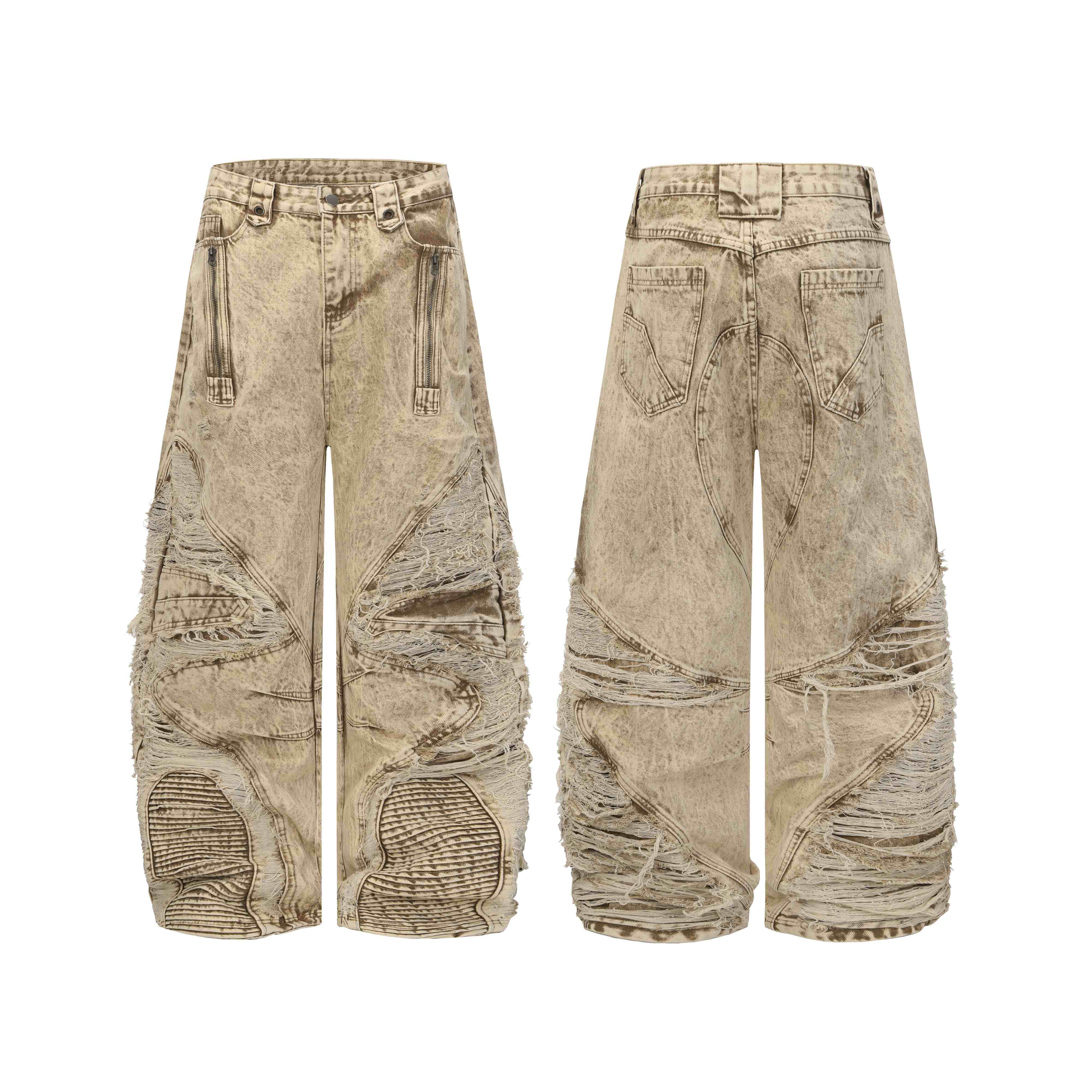 CapCabin “Vintage Distressed Panel Jeans”