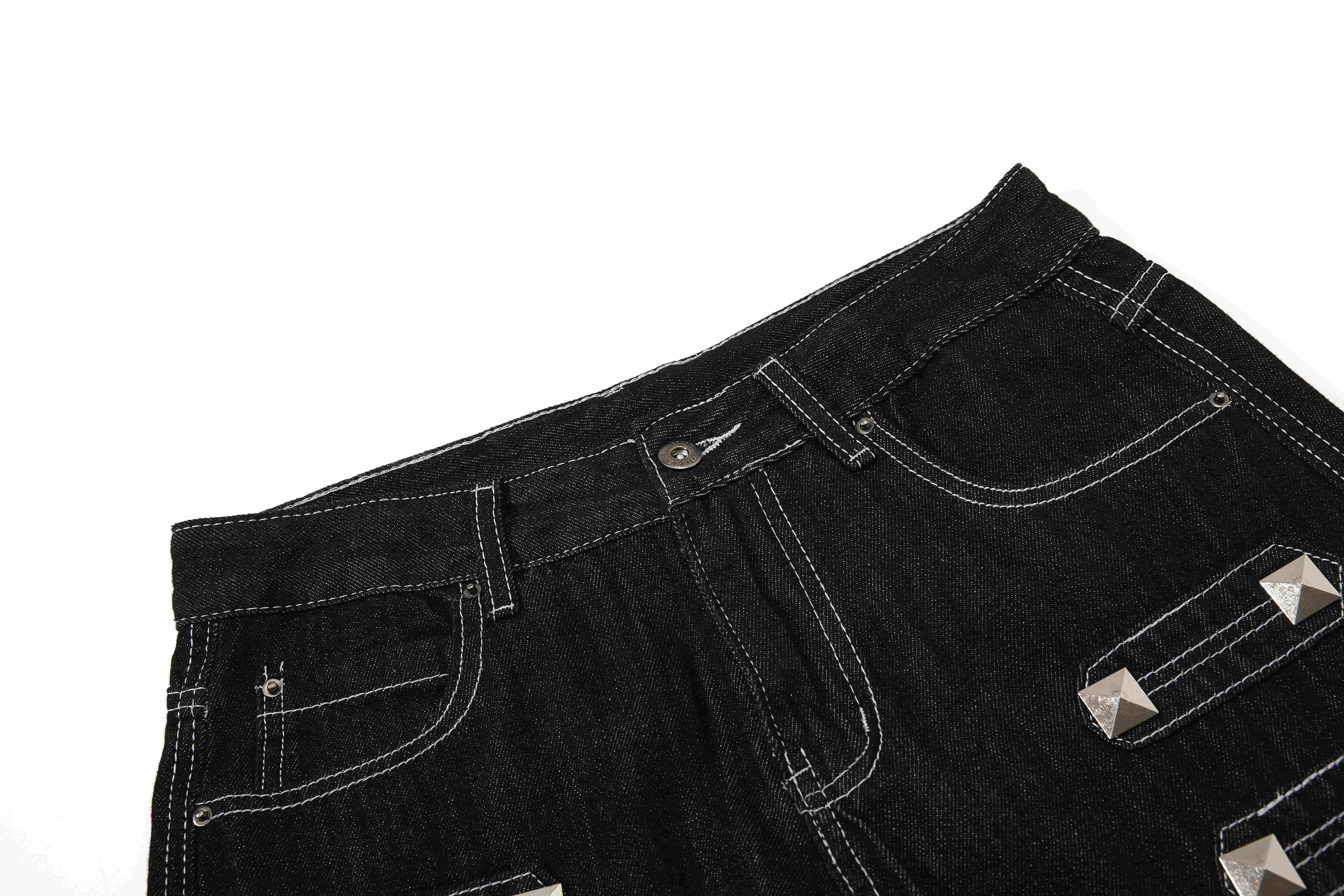 CapCabin Studded Strap Denim Pants