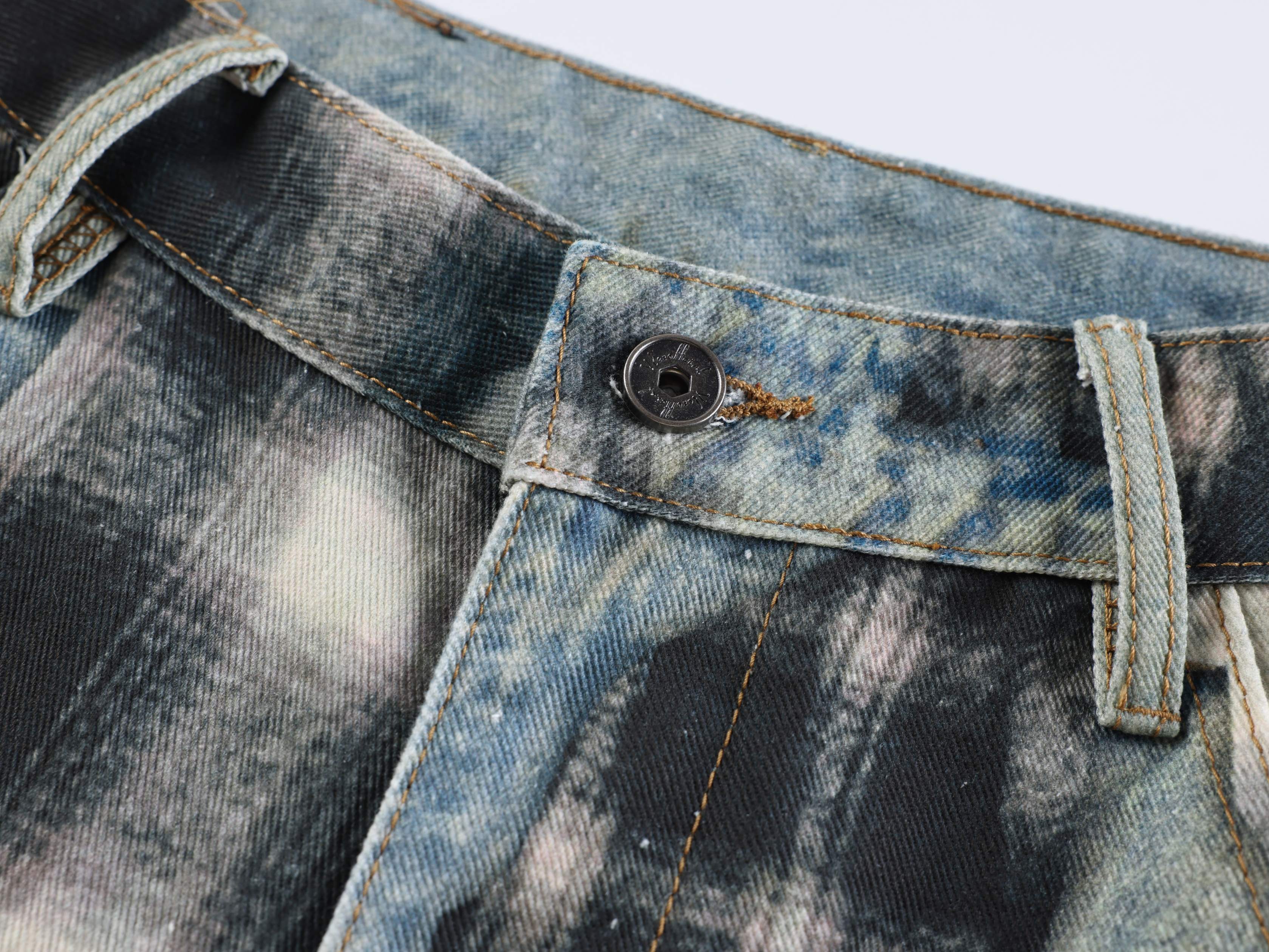 CapCabin “Layered Flannel Patchwork Balloon Jeans”