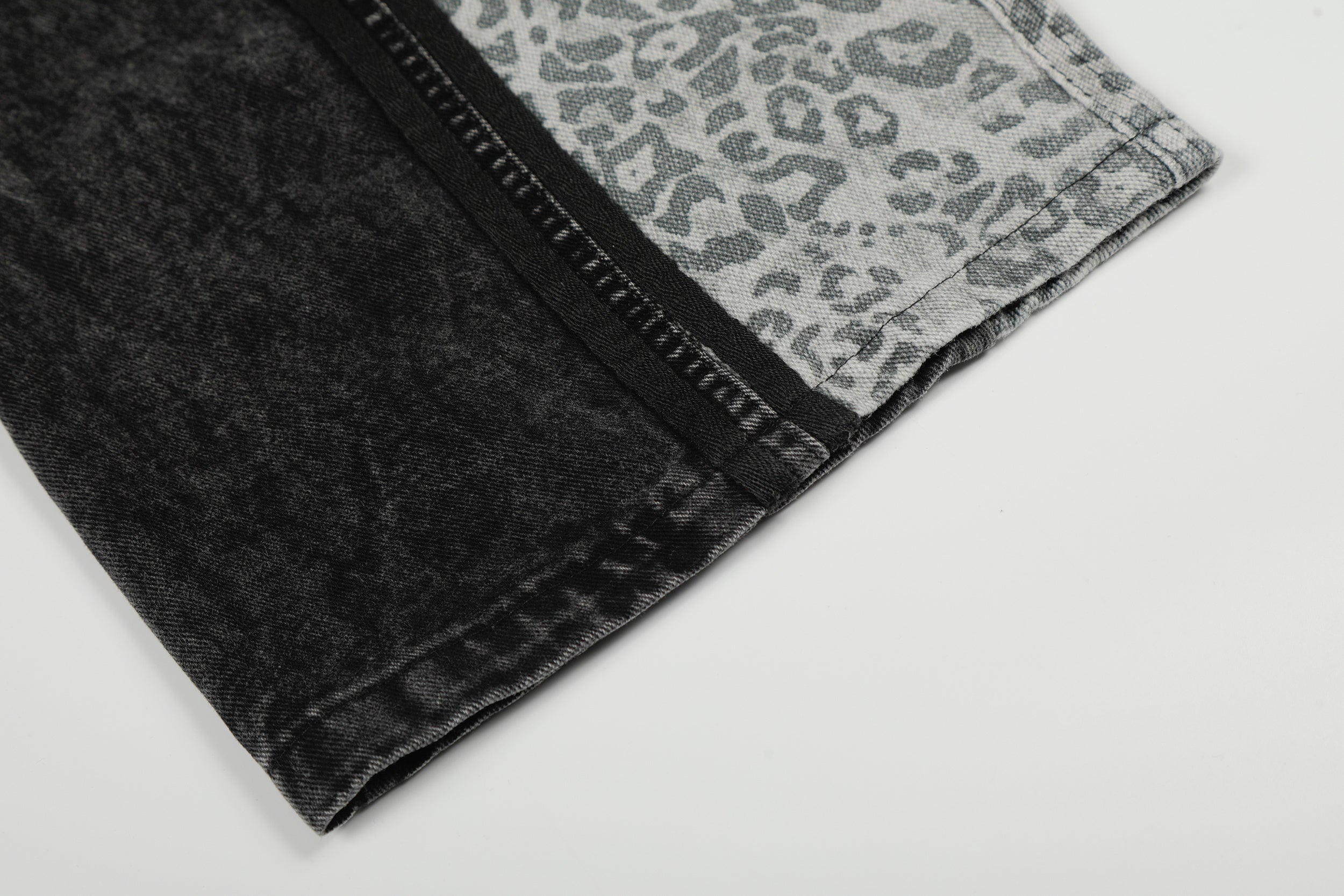 CapCabin Leopard Panel Denim Pants