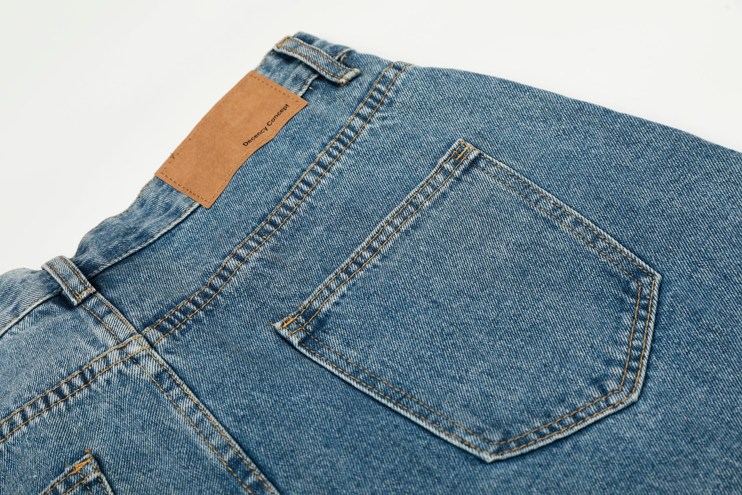 CapCabin Asymmetric Waist Wide-Leg Denim Pants