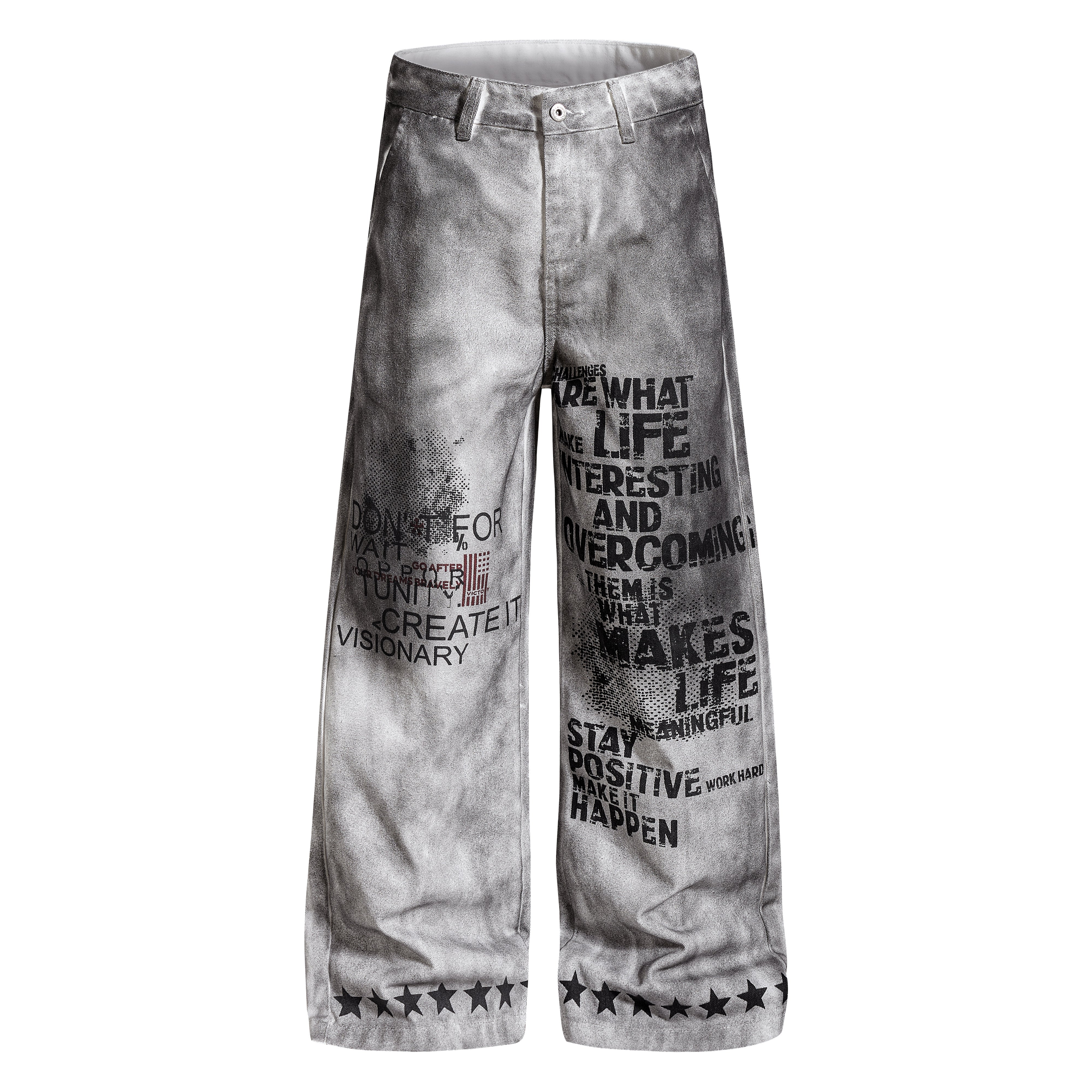 CapCabin Graphic Washed Wide-Leg Pants
