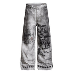 CapCabin Graphic Washed Wide-Leg Pants