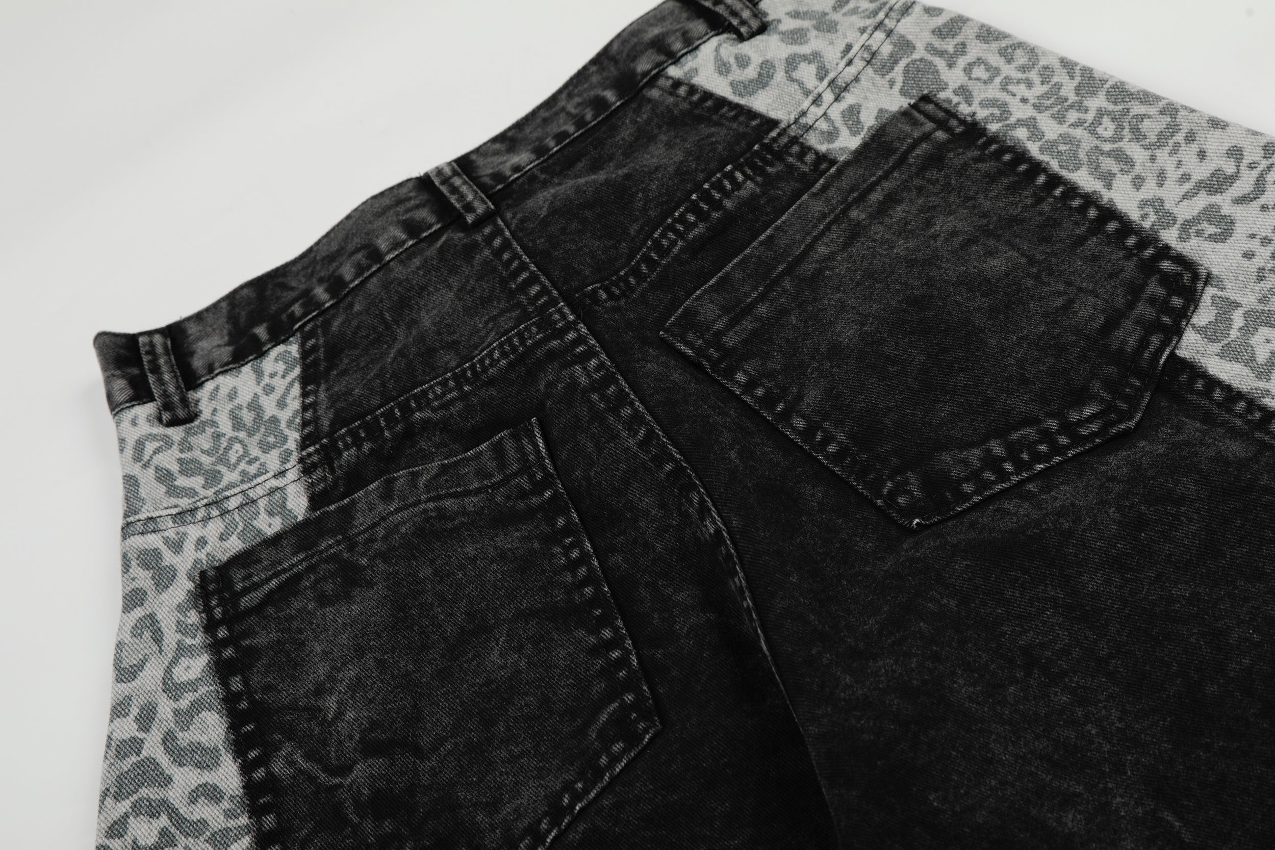 CapCabin Leopard Panel Denim Pants