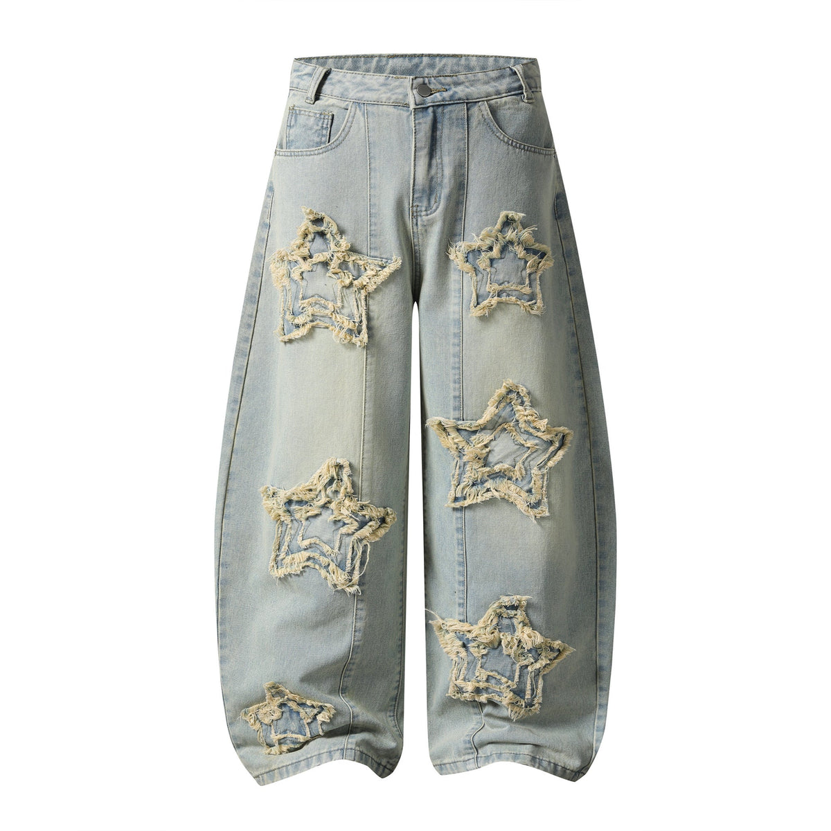 CapCabin “Star Distressed Wide-Leg Jeans”