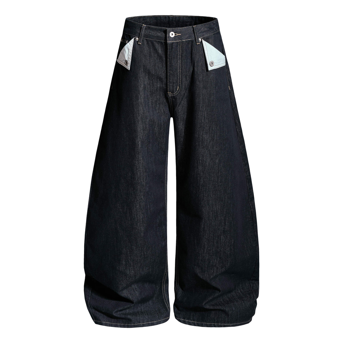 CapCabin Buckle Detail Wide-Leg Denim Pants