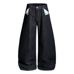 CapCabin Buckle Detail Wide-Leg Denim Pants
