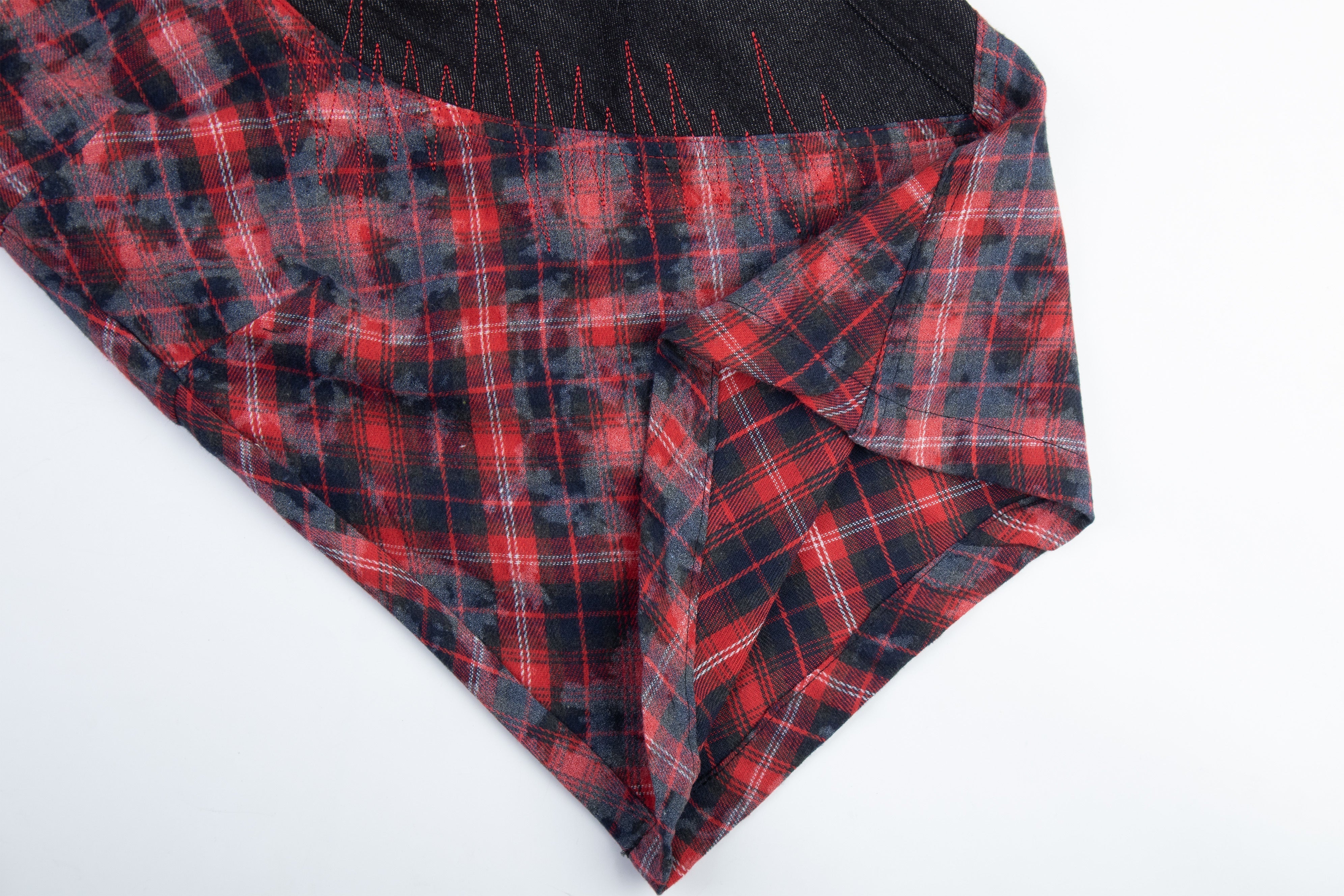 CapCabin Layered Plaid Panel Wide-Leg Pants