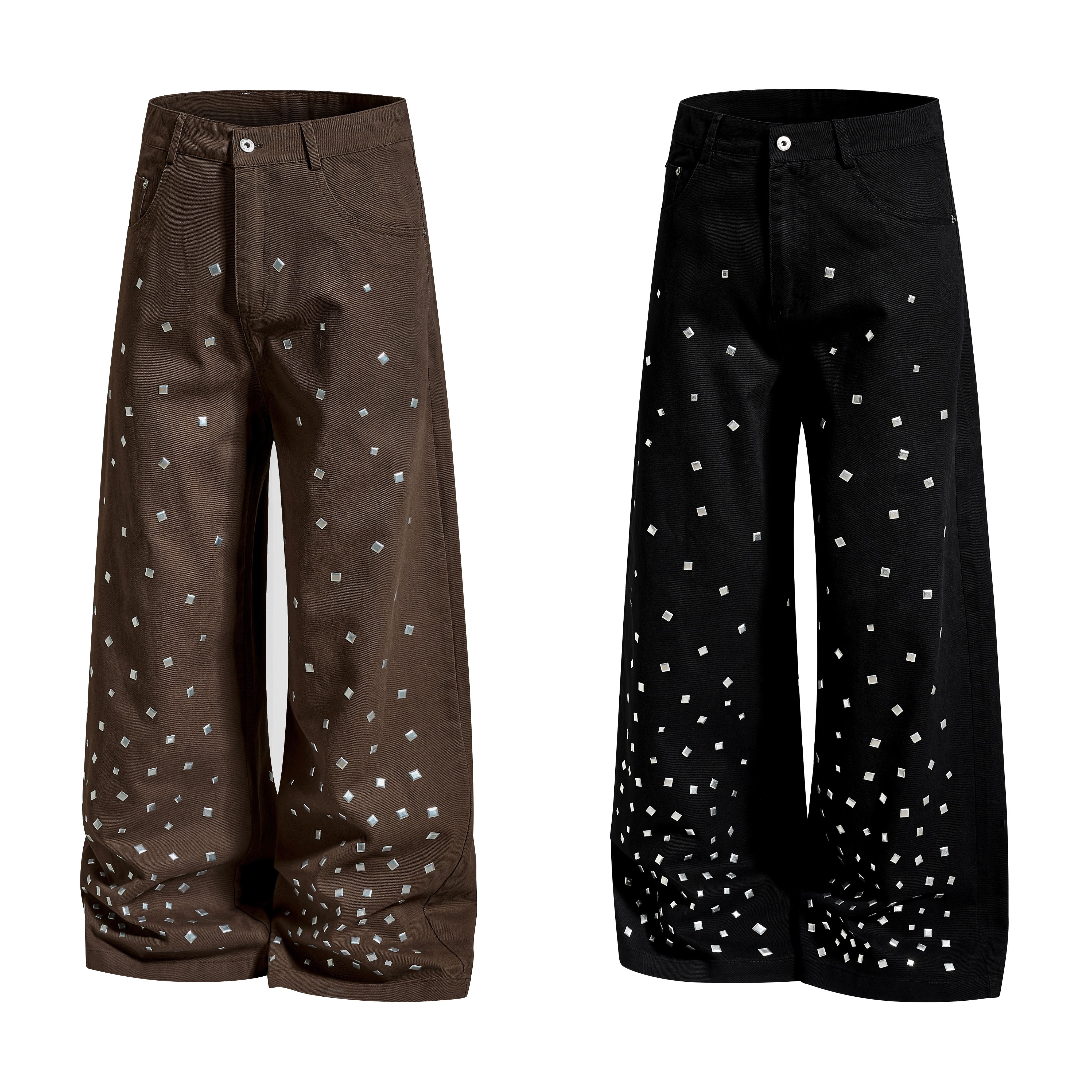 CapCabin Stud Detail Wide-Leg Pants