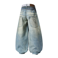 CapCabin “Layered Fade Distressed Balloon Jeans”