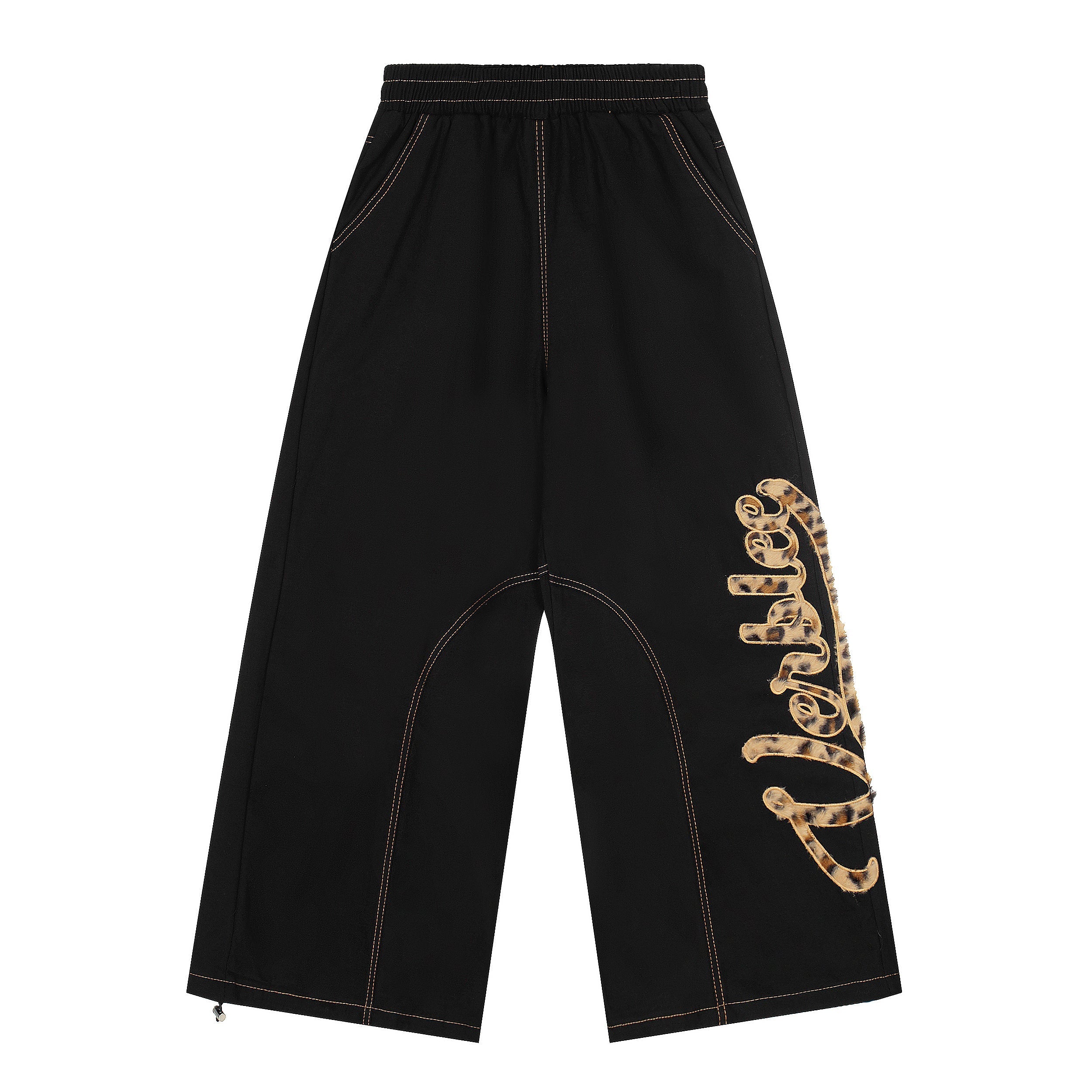 CapCabin Leopard Patch Wide-Leg Pants