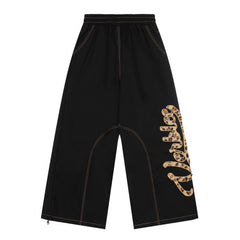 CapCabin Leopard Patch Wide-Leg Pants