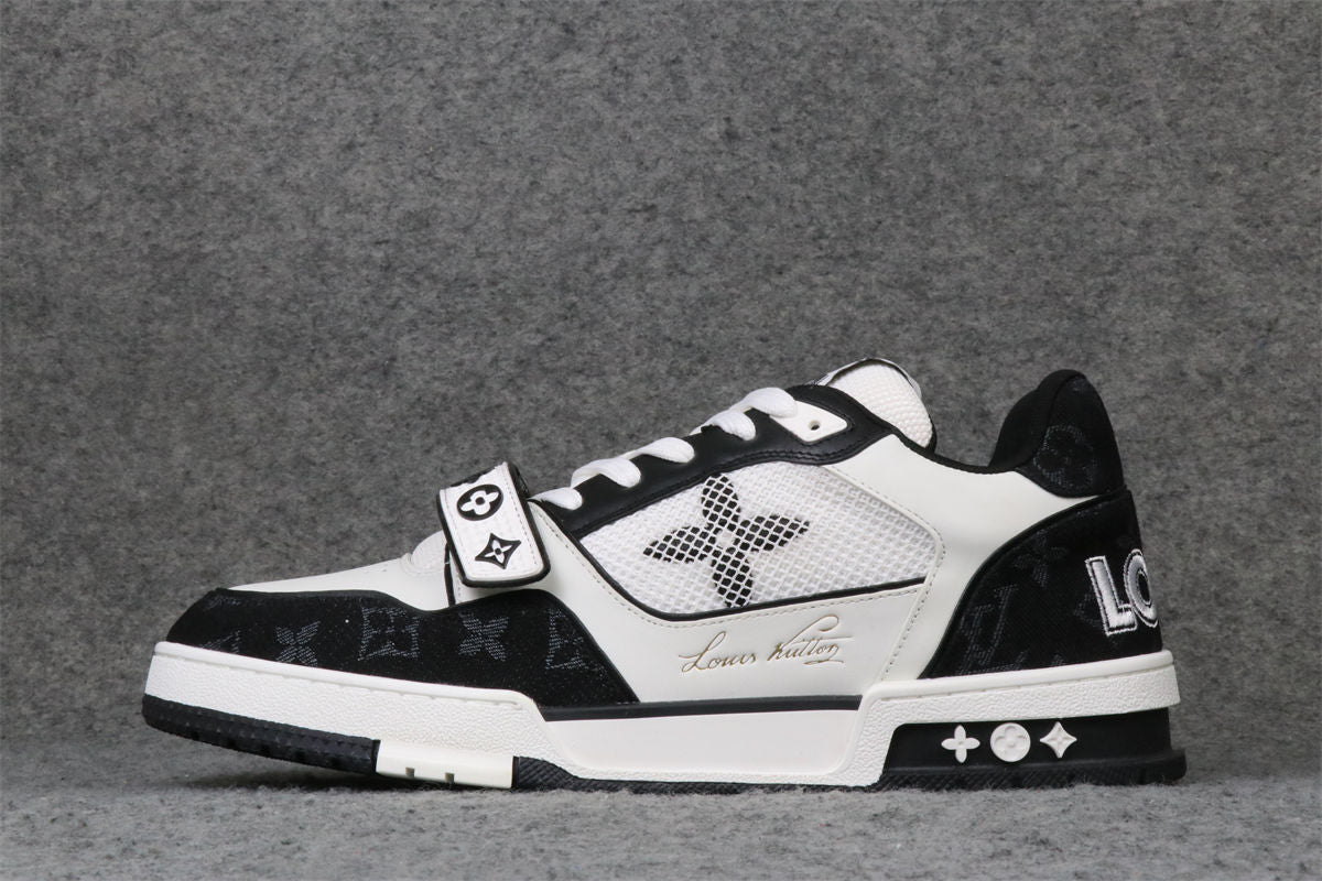 LV Trainer Low 'Velcro Strap - Black Monogram Denim'