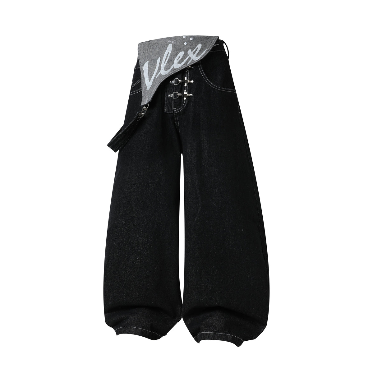 CapCabin Hardware Strap Wide-Leg Jeans