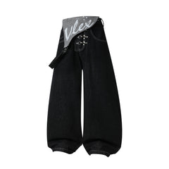 CapCabin Hardware Strap Wide-Leg Jeans