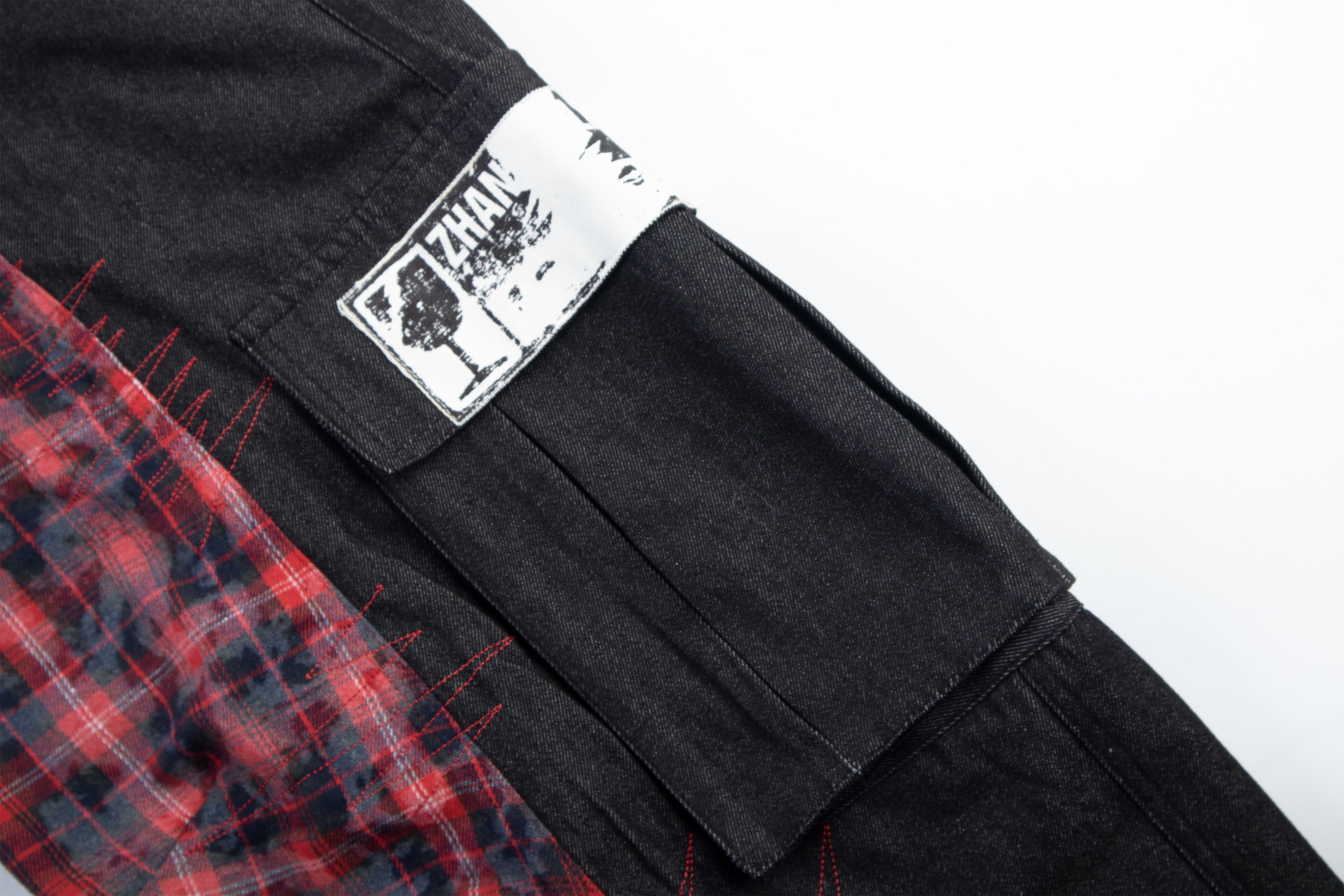 CapCabin Layered Plaid Panel Wide-Leg Pants
