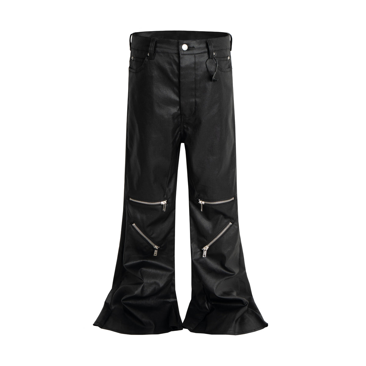 CapCabin Blade-Cut Zip Leather Pants