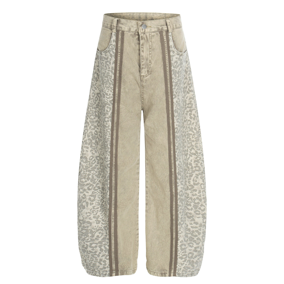 CapCabin Leopard Panel Denim Pants