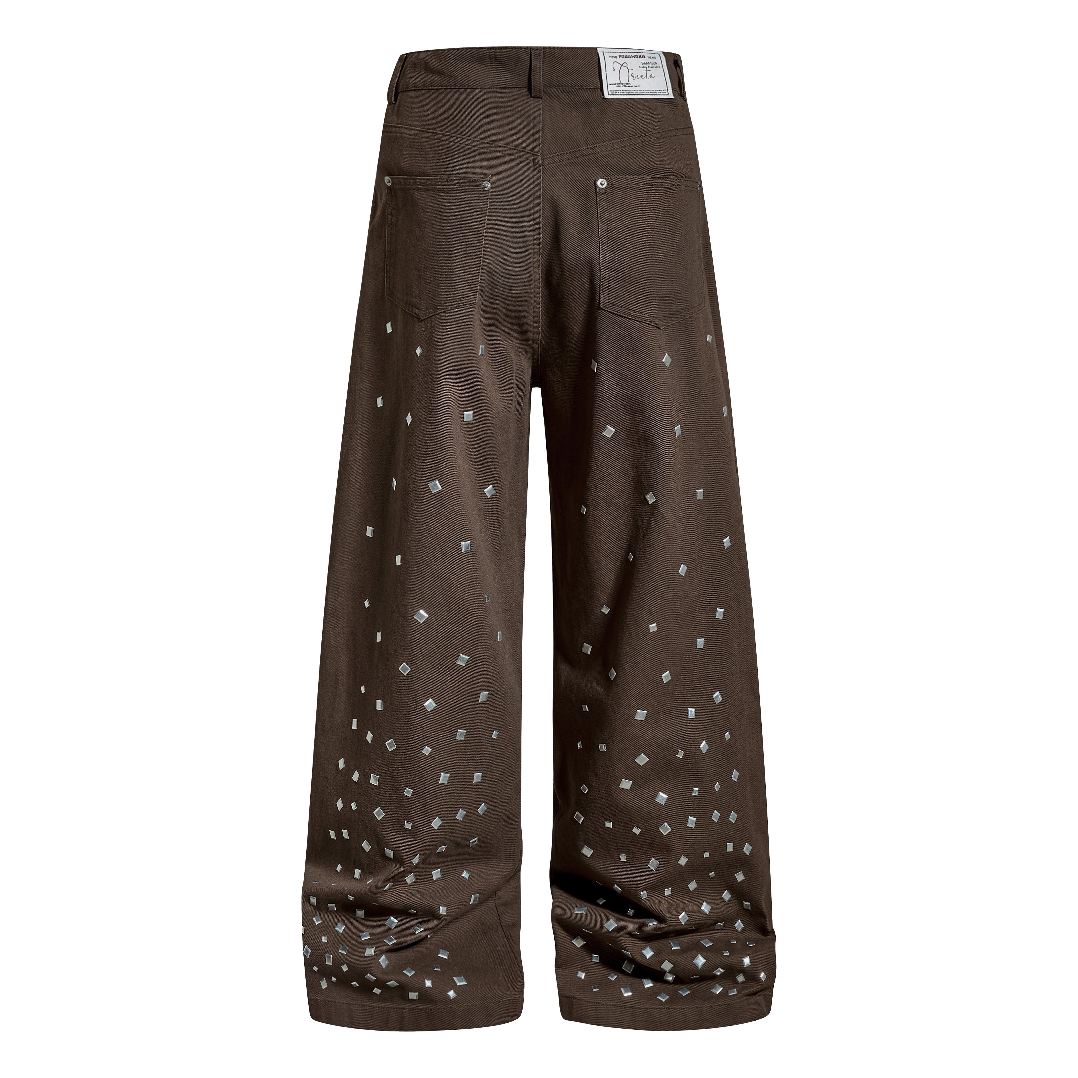 CapCabin Stud Detail Wide-Leg Pants