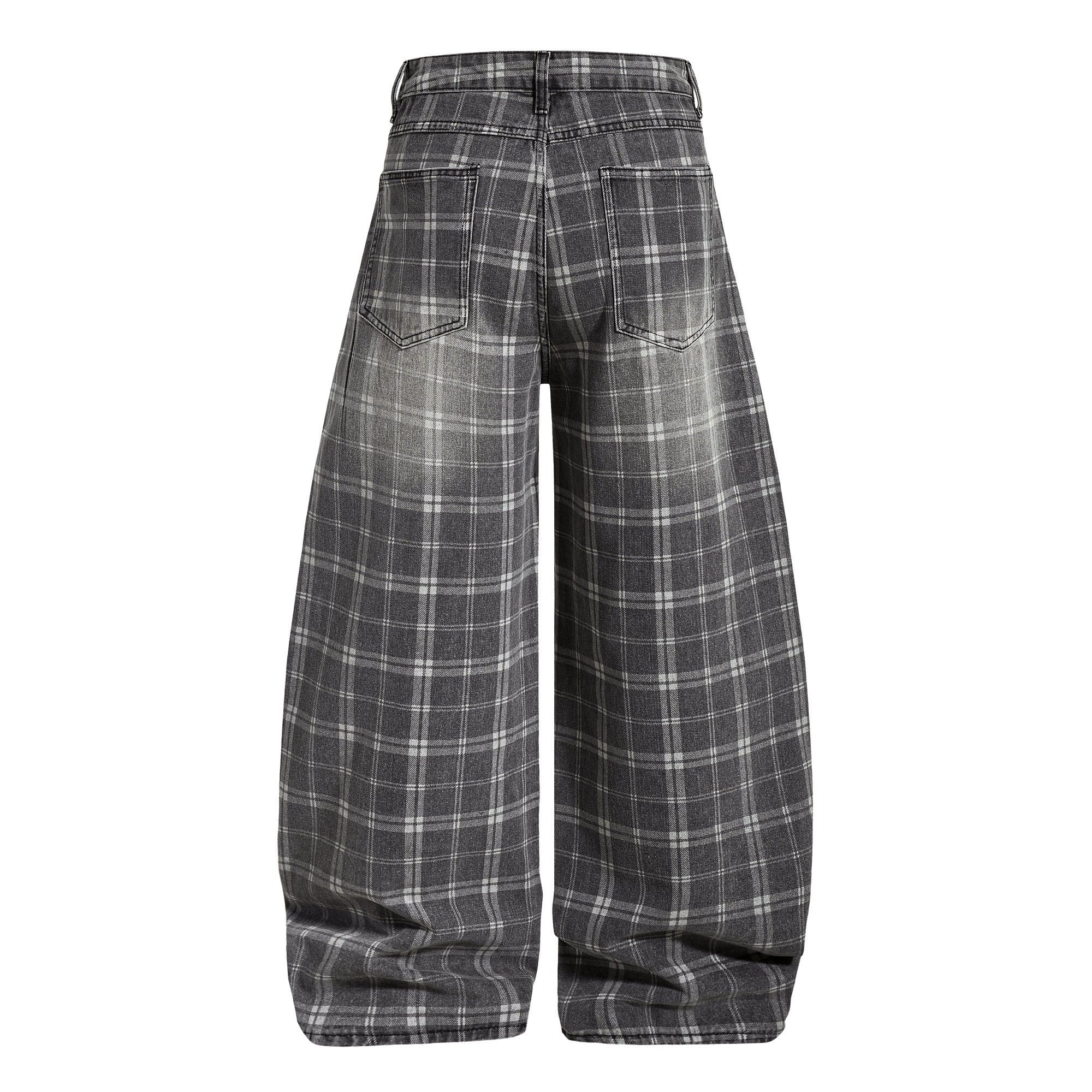 CapCabin Plaid Oversized Wide-Leg Jeans