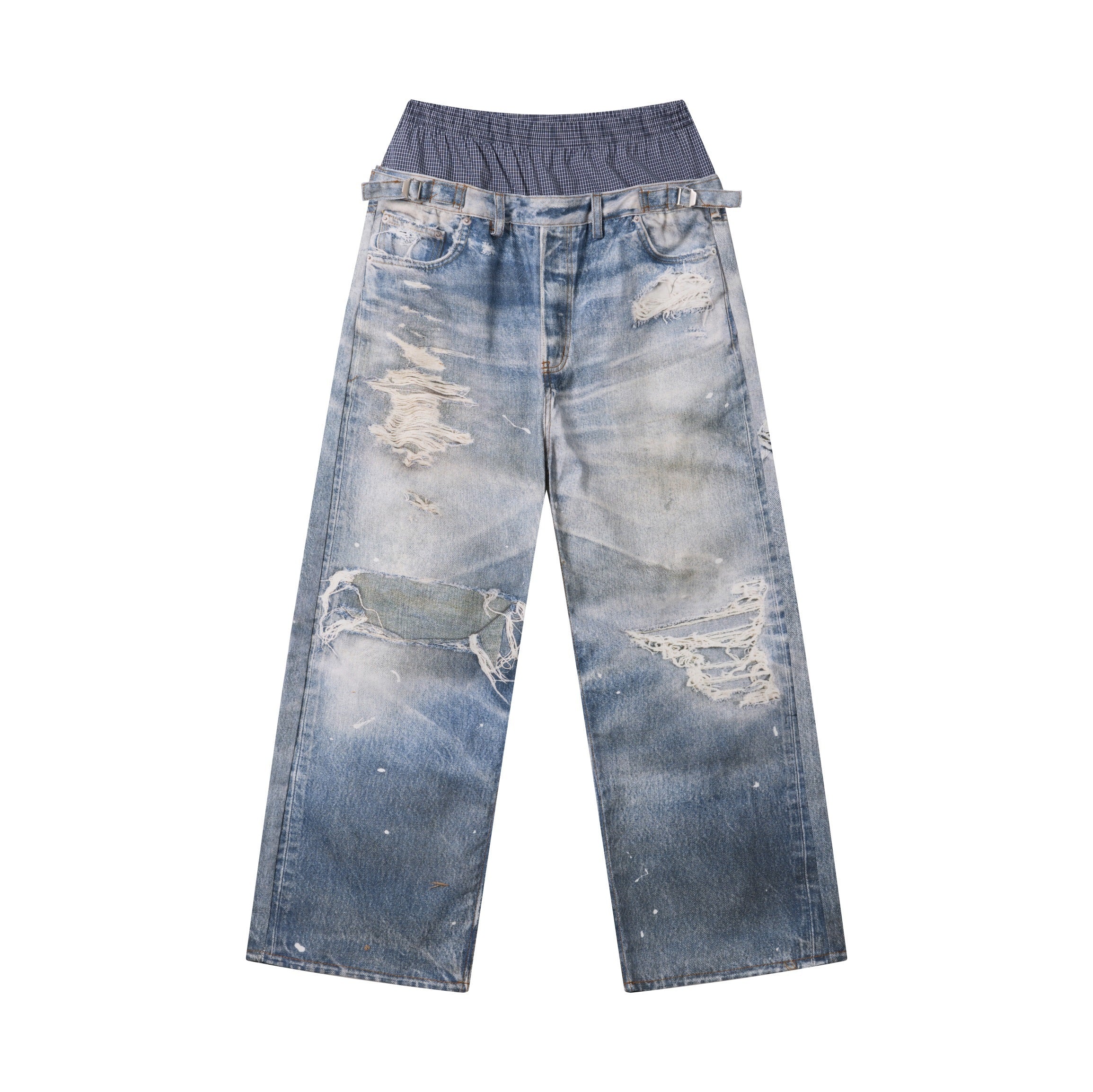 CapCabin Layered Waist Distressed Jeans