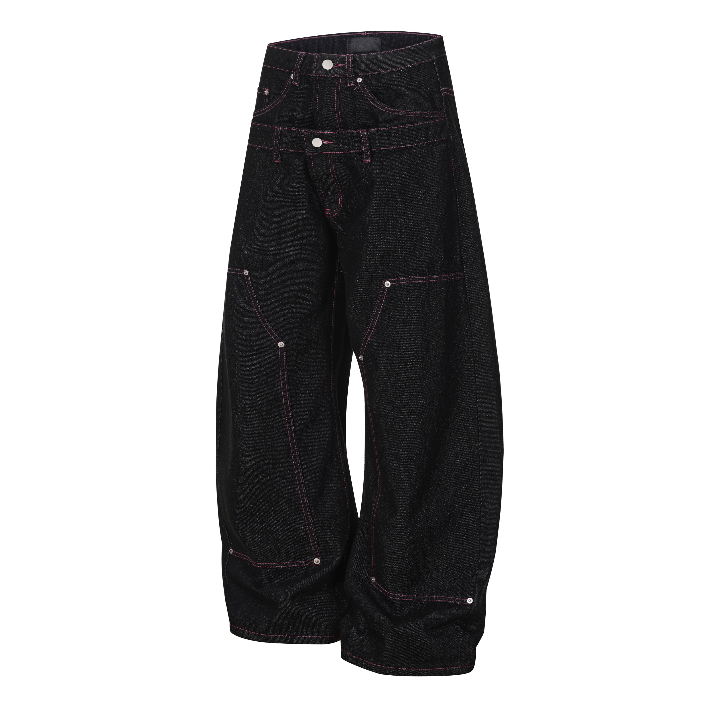CapCabin Double Waist Star Denim Pants