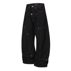 CapCabin Double Waist Star Denim Pants