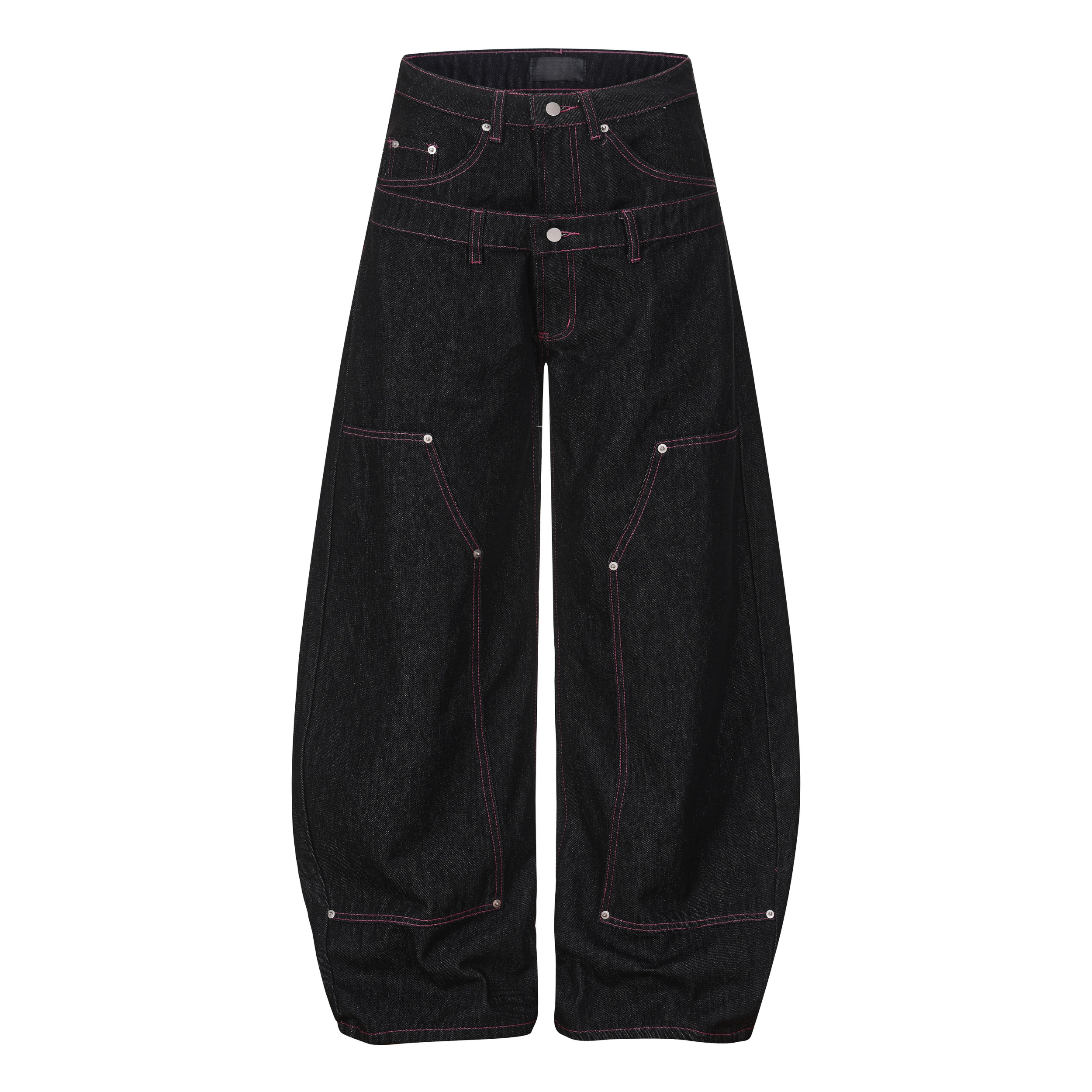 CapCabin Double Waist Star Denim Pants