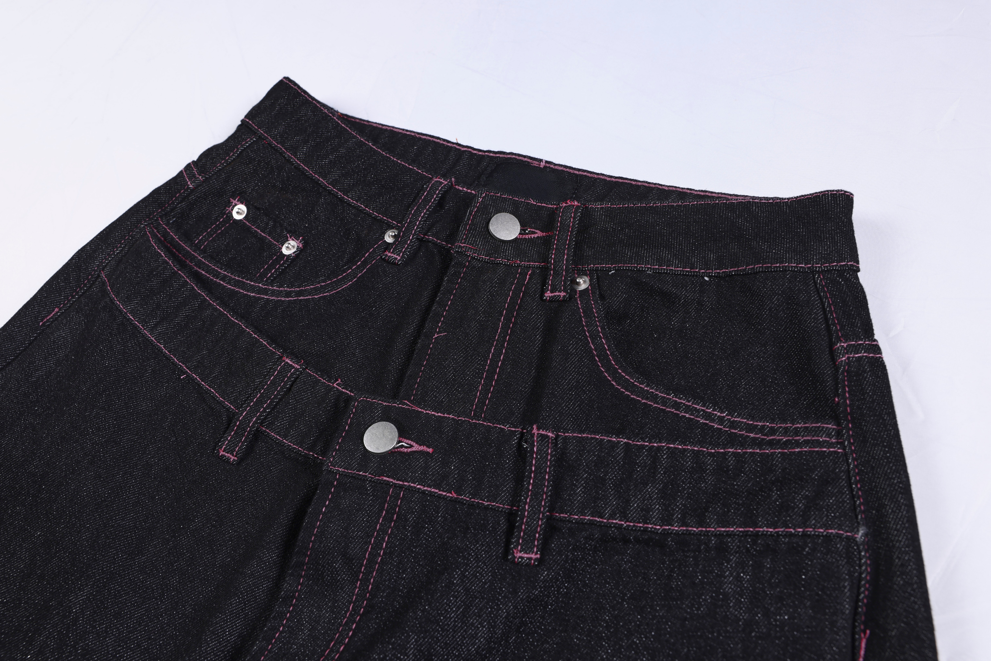 CapCabin Double Waist Star Denim Pants