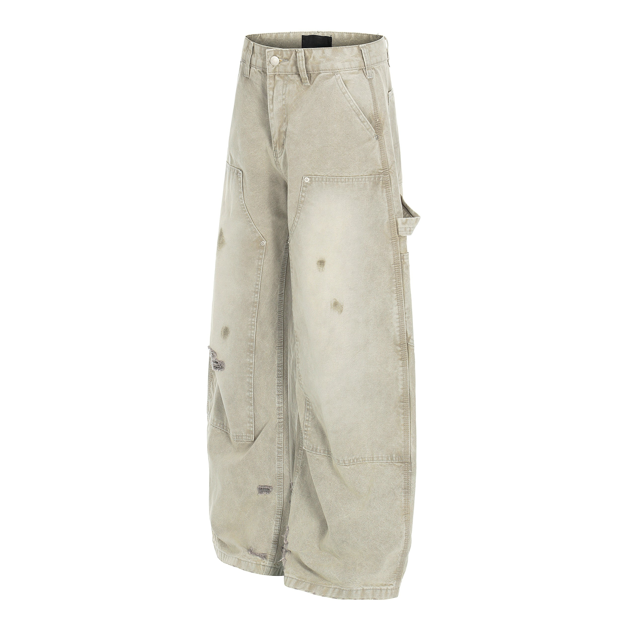 CapCabin Washed Utility Distressed Denim Jeans