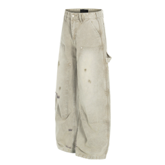 CapCabin Washed Utility Distressed Denim Jeans